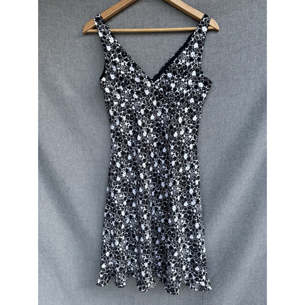 Express World Brand‎ Sz 5/6 Black White Floral Lined Sleeveless Dress Y2K Fairy - Picture 4 of 6